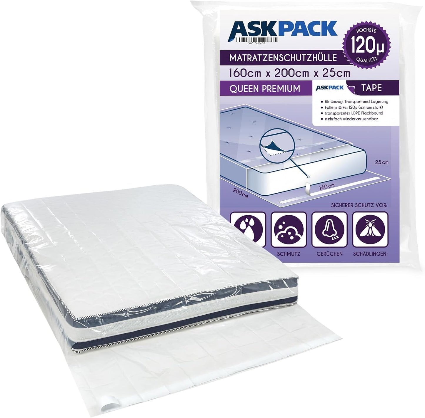 Mattress protector with adhesive tape