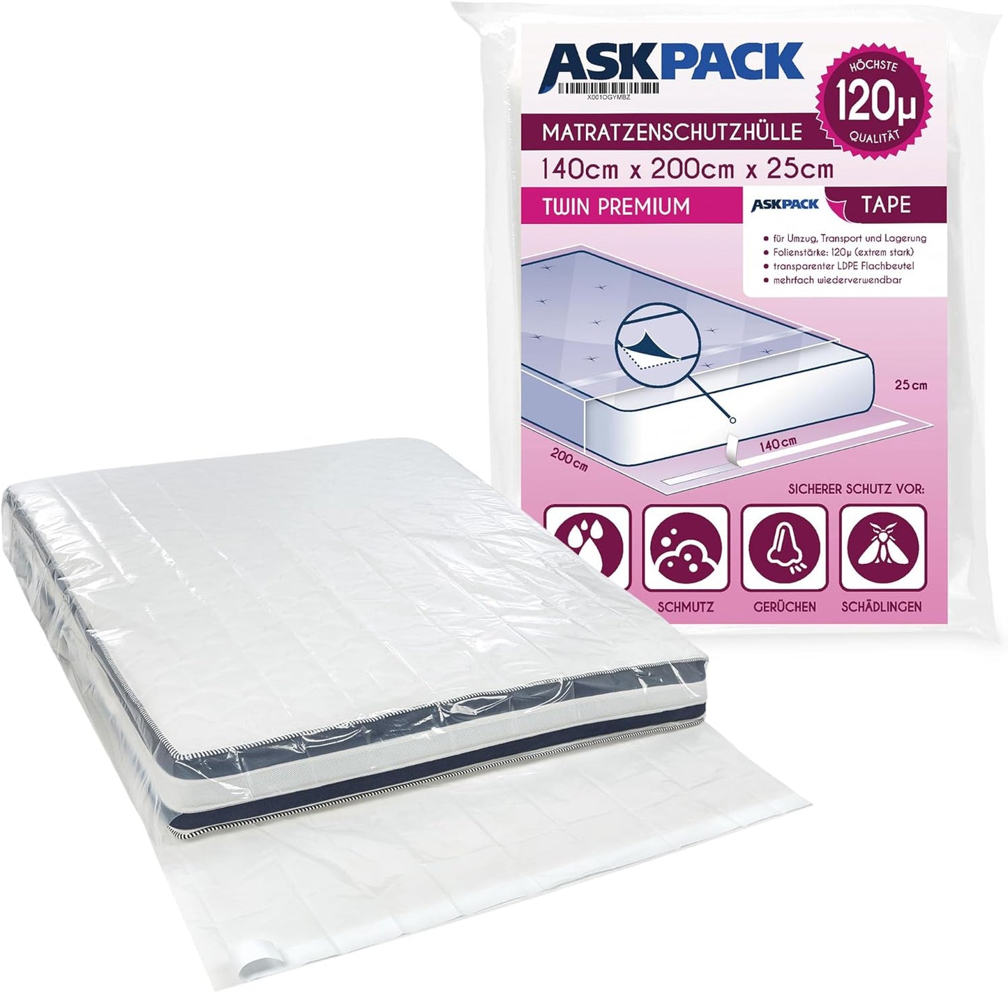 Mattress protector with adhesive tape