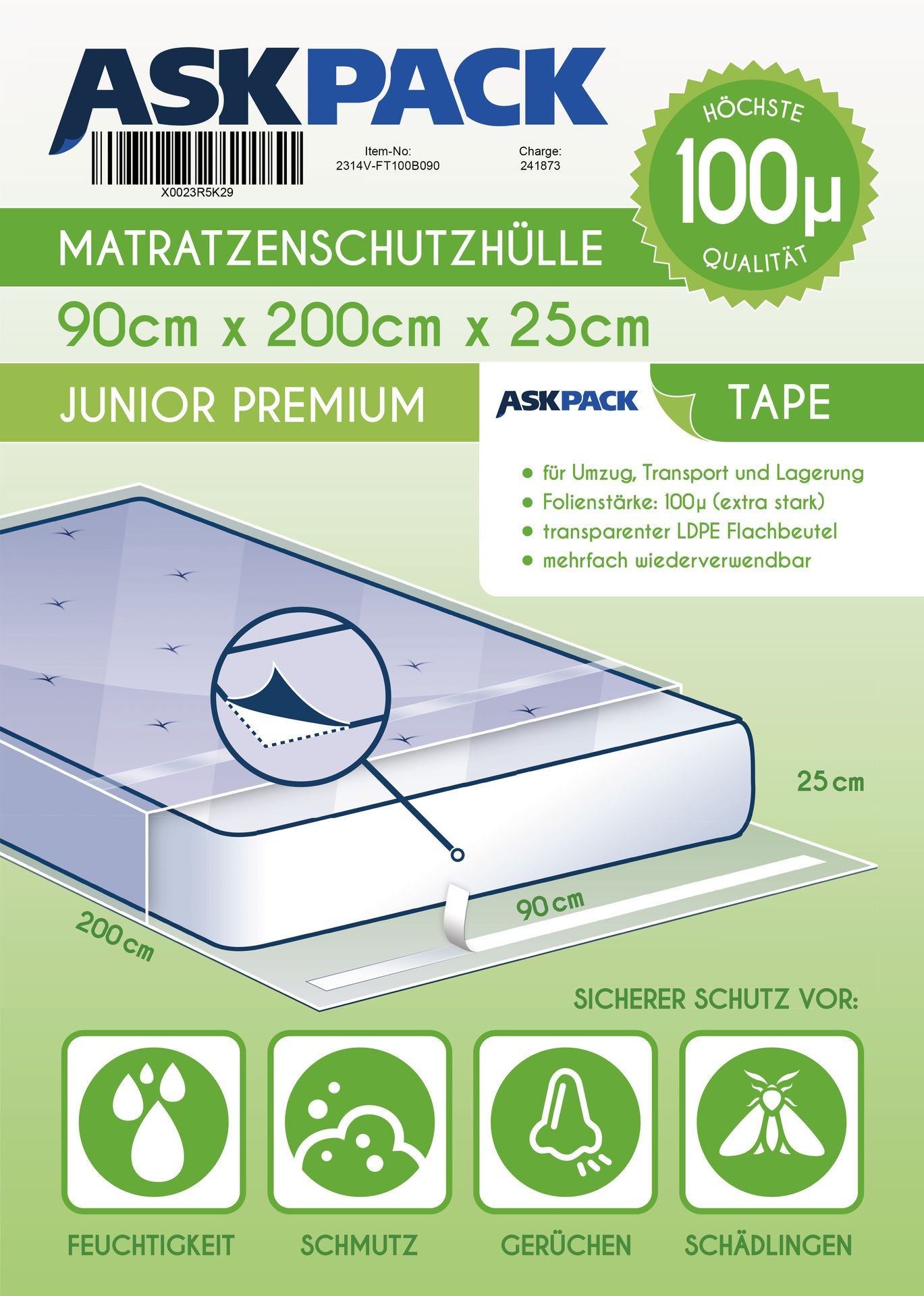 Mattress protector with adhesive tape