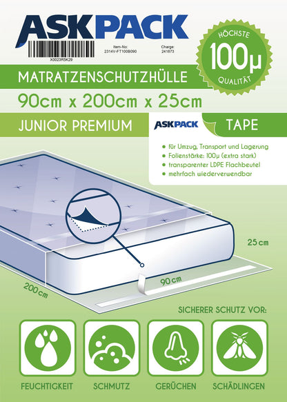 Mattress protector with adhesive tape
